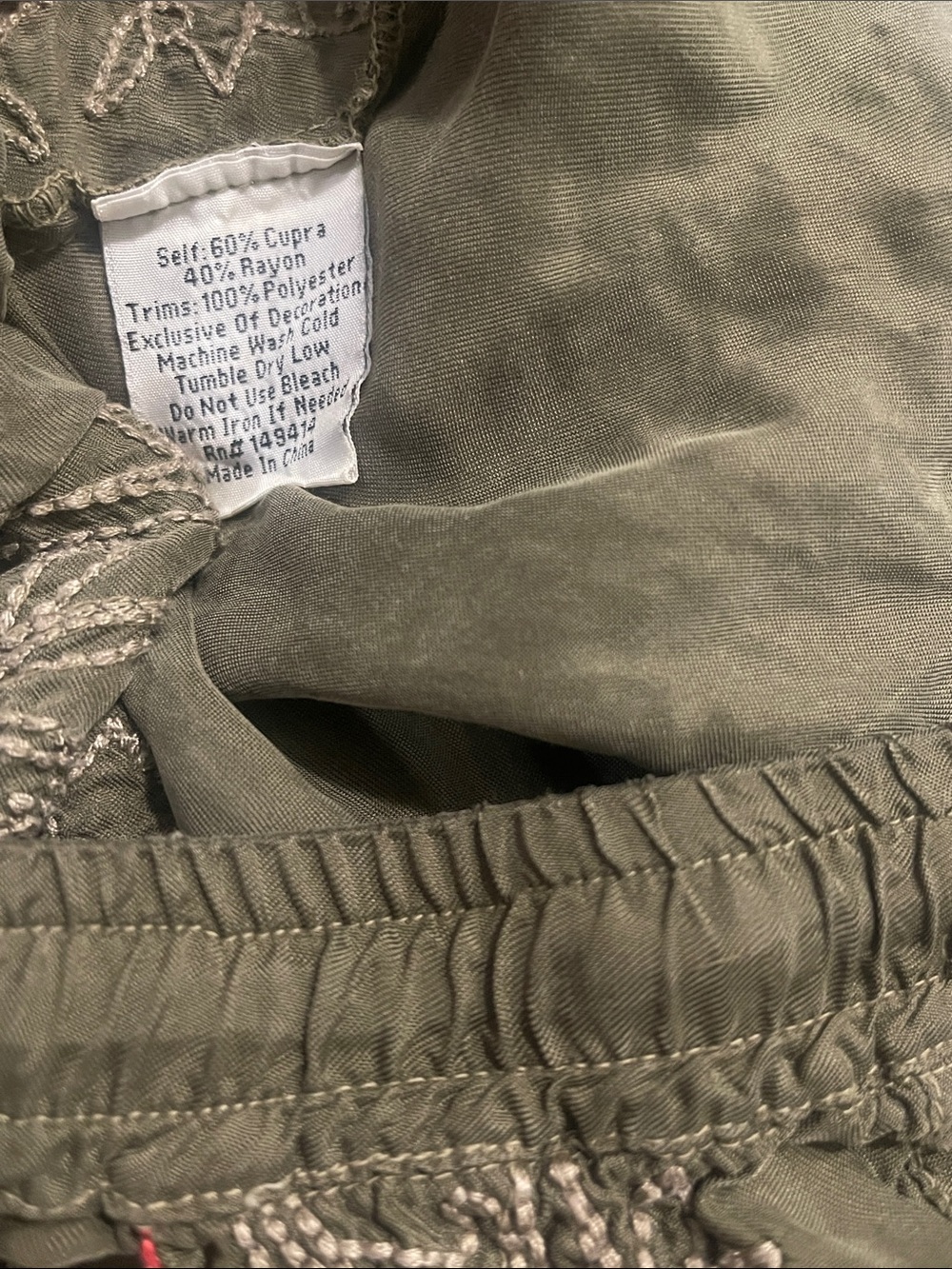 Johnny Was Embroidered Olive Green Pants - Picture 6 of 6
